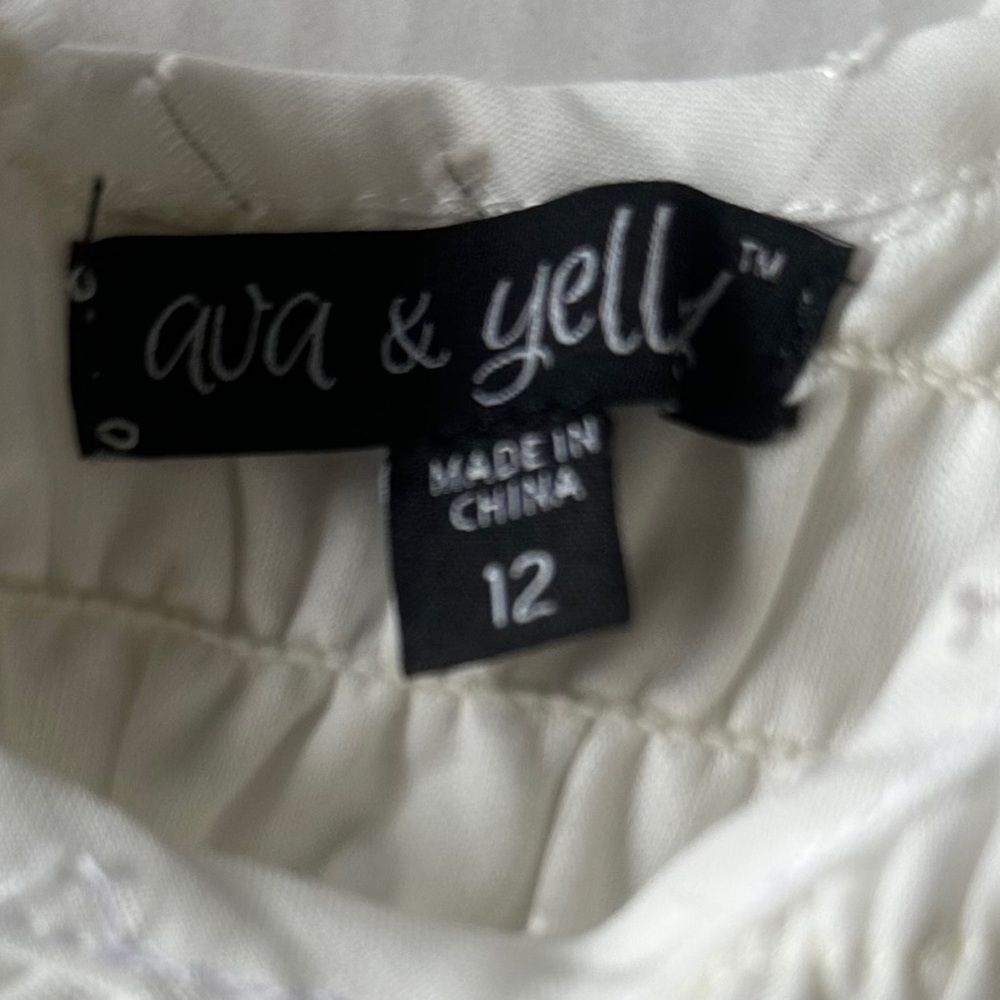 Ava & Yelly Girl Party Dress Smocked Bodice Clip Dot Chiffon Size 12 - Picture 4 of 5